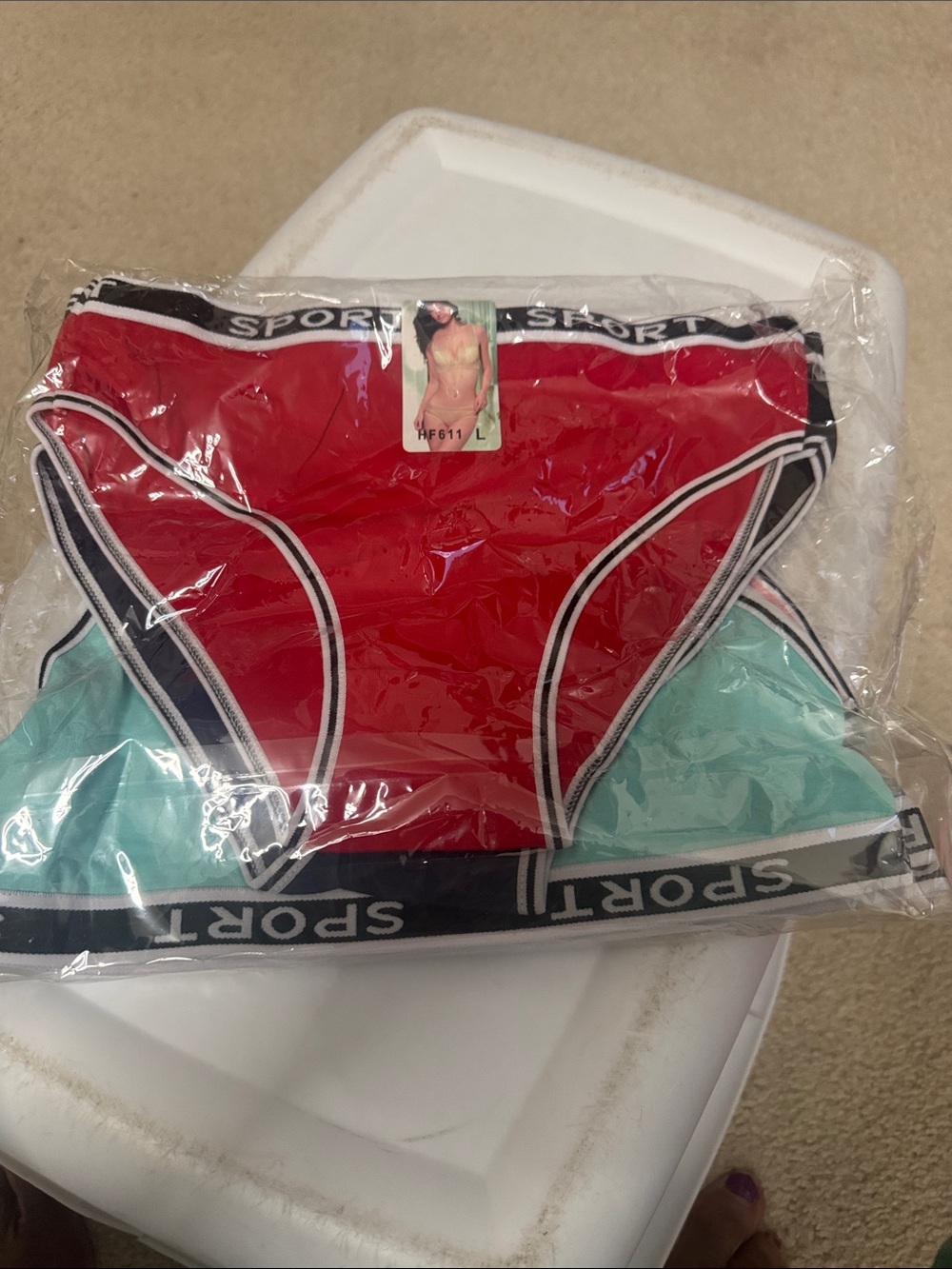 Sporto Bikini Bottoms - Red, black, pink and Aqua